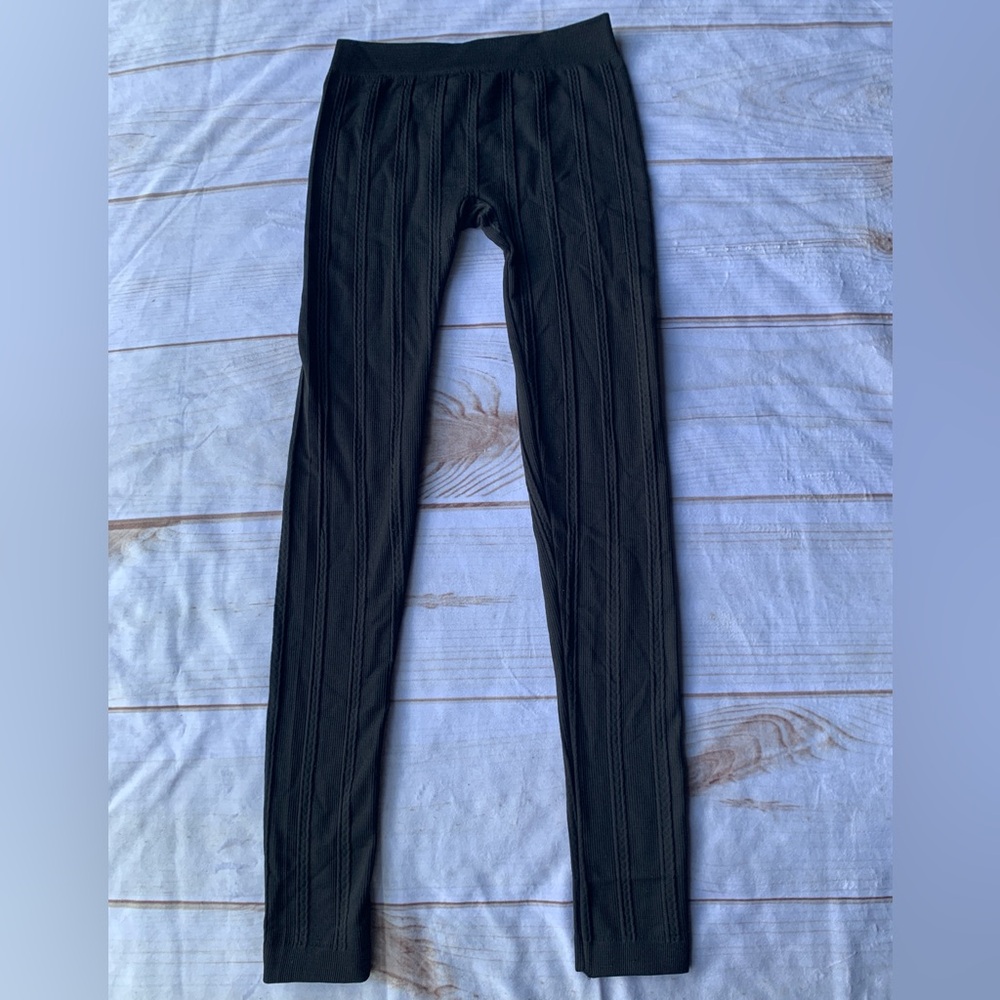 Planet Gold Fleece Lines Black Legging Size XS